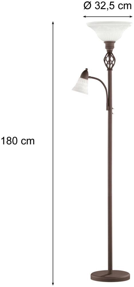 LED Deckenfluter mit Lesearm Landhausstil Rostoptik & Glas, Höhe 180cm Bild 1