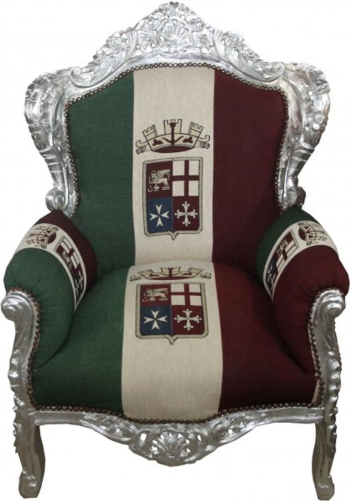 Casa Padrino Barock Sessel "King" Italien / Silber - Möbel Antik Stil Bild 1