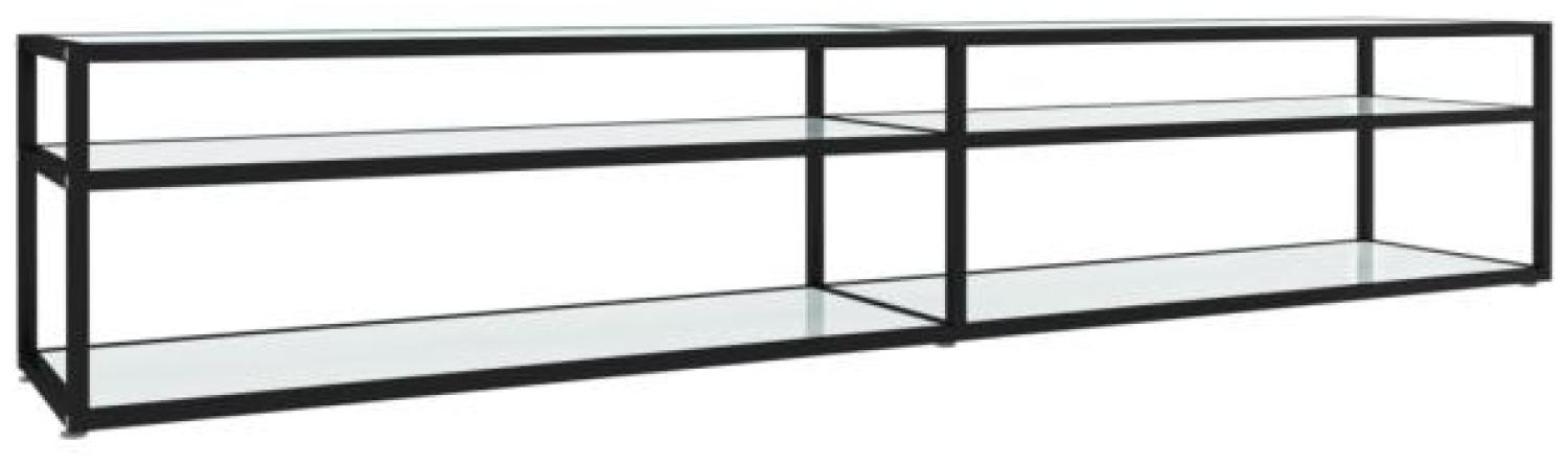 TV-Schrank Weiß Marmor-Optik 220x40x40,5 cm Hartglas Bild 1