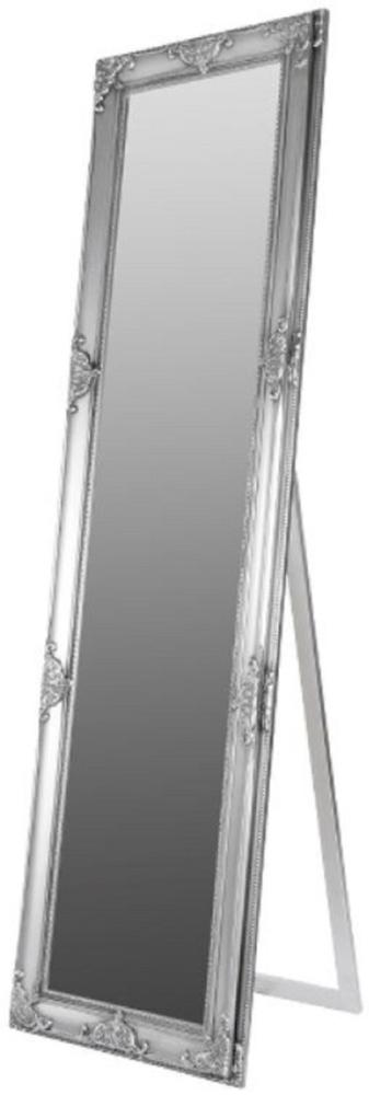 Casa Padrino Barock Standspiegel Silber 50 x H. 180 cm - Handgefertigter Spiegel mit Holzrahmen & wunderschönen Verzierungen Bild 1