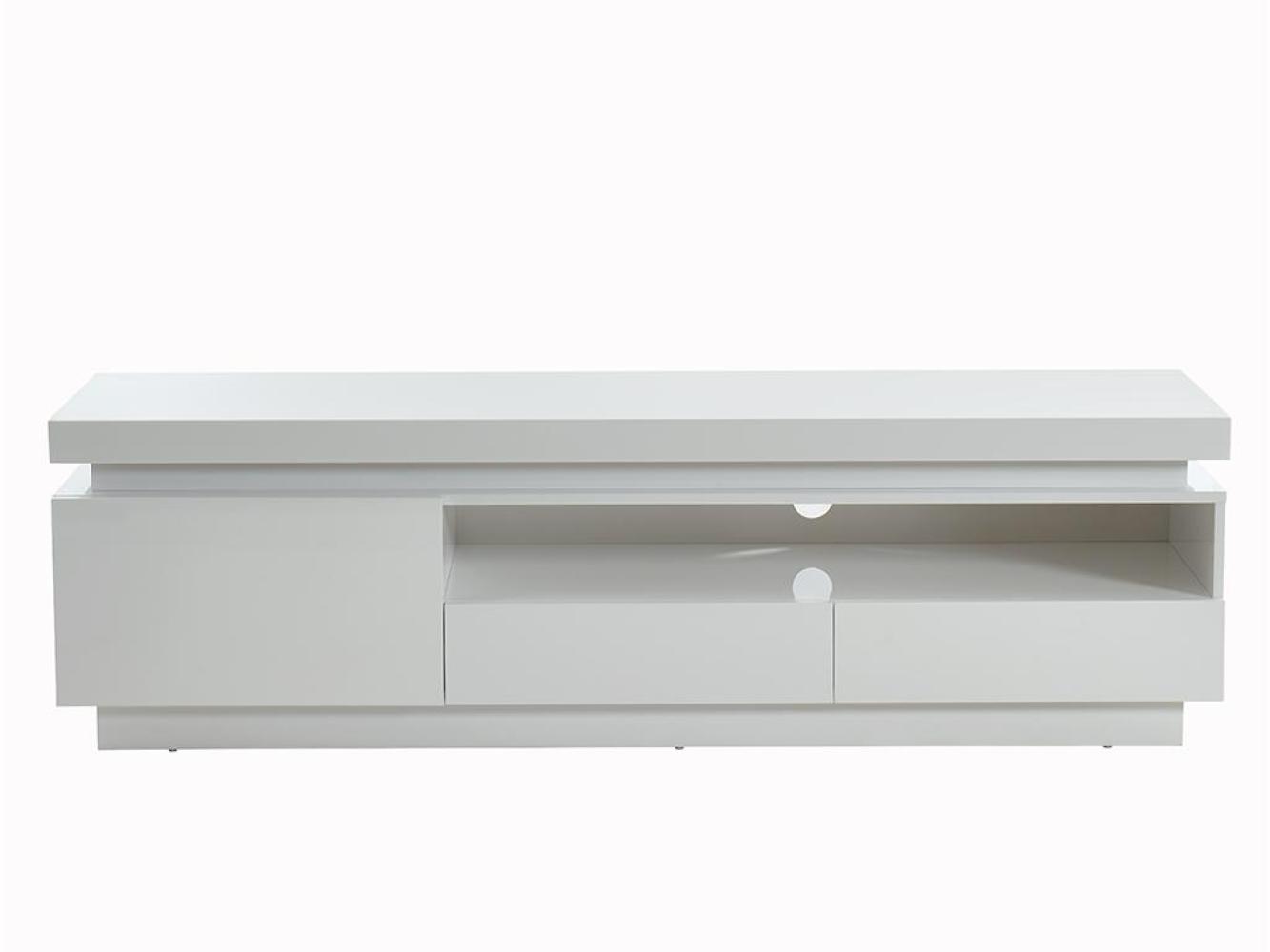 TV-Möbel mit LED-Beleuchtung EMERSON - 1 Tür & 2 Schubladen - Holz (MDF) - Weiß Bild 1