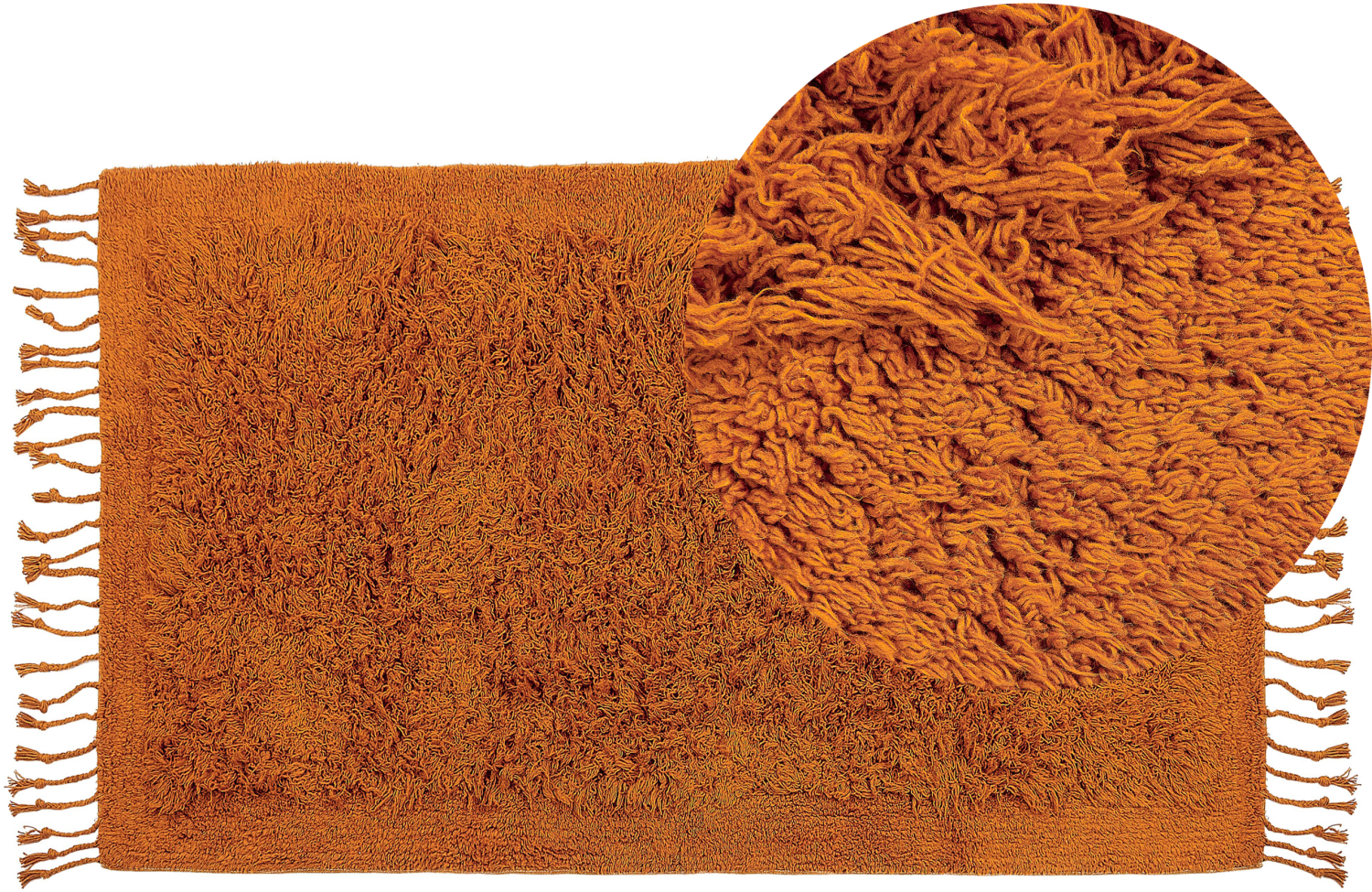 Teppich Baumwolle orange 80 x 150 cm Fransen Shaggy BITLIS Bild 1