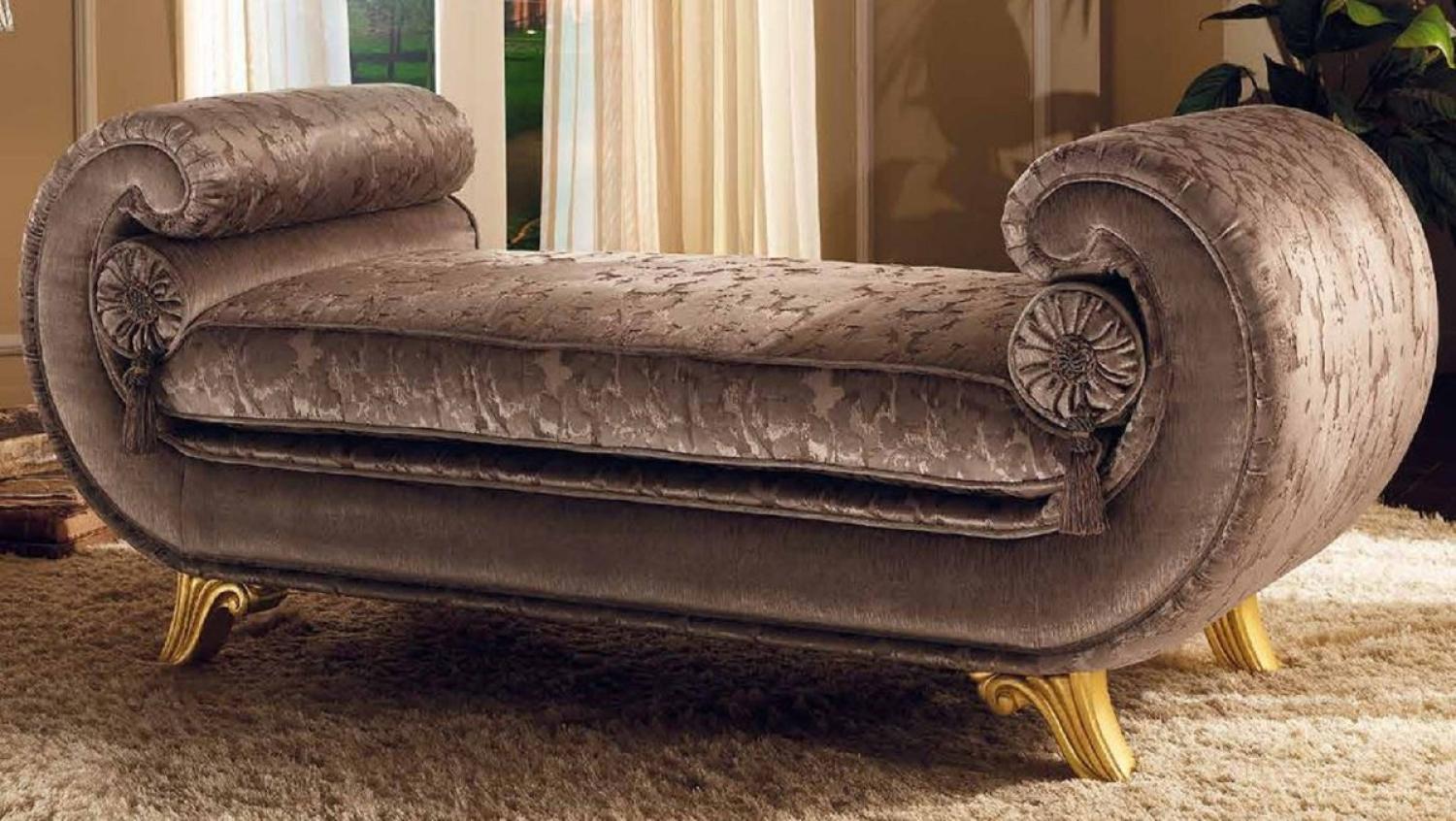 Casa Padrino Luxus Barock Sitzbank Braun / Gold - Prunkvolle Massivholz Bank im Barockstil - Italienische Barock Möbel - Luxus Möbel im Barockstil - Luxus Qualität - Made in Italy Bild 1