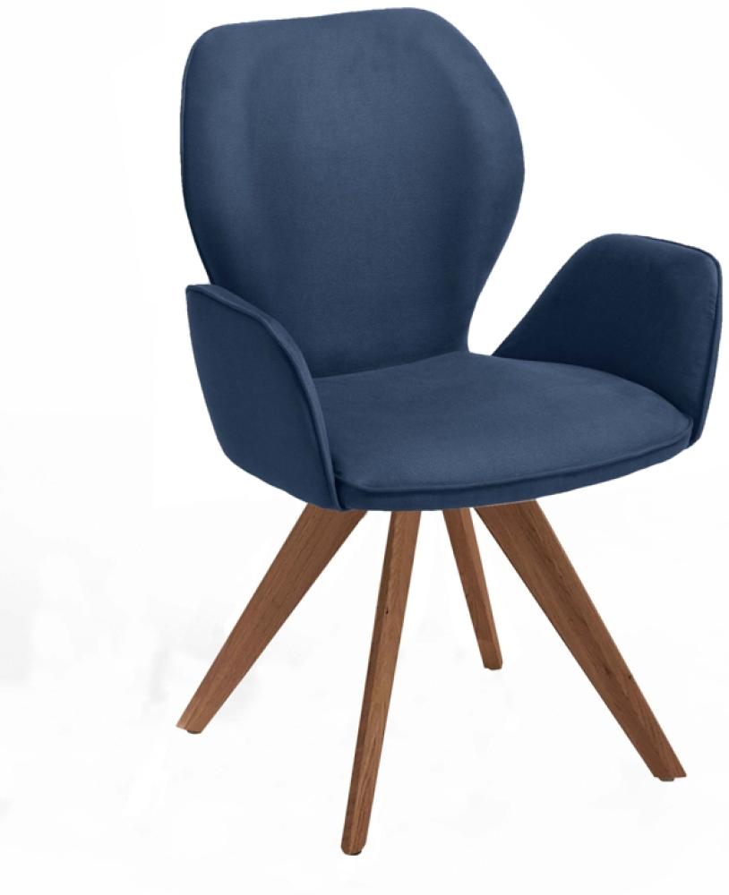 Niehoff Sitzmöbel Colorado Trend-Line Design-Armlehnenstuhl Nussbaum/Polyester Drehbar Nirvana dunkelblau Bild 1