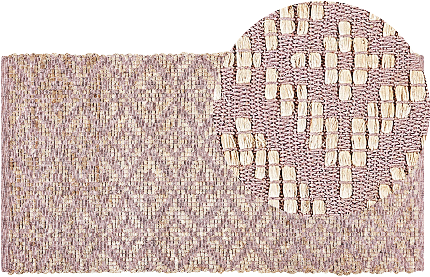 Teppich Baumwolle beige rosa geometrisches Muster 80 x 150 cm Kurzflor GERZE Bild 1
