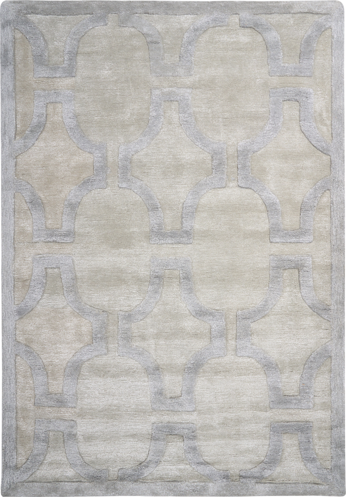 Teppich Viskose beige grau 160 x 230 cm geometrisches Muster Kurzflor GWANI Bild 1