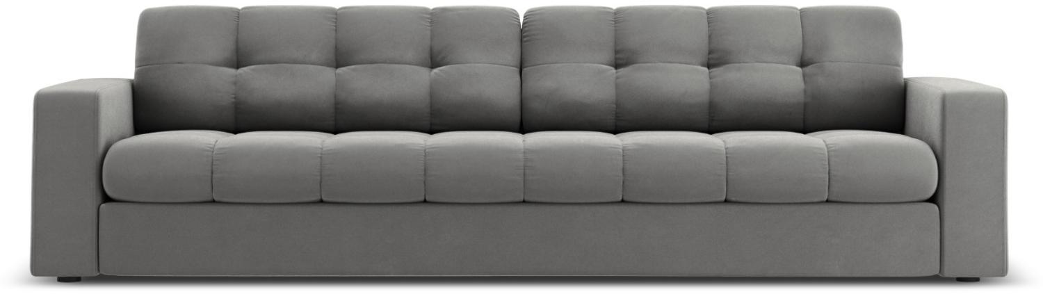 Micadoni 4-Sitzer Samtstoff Sofa Justin | Bezug Light Grey | Beinfarbe Black Plastic Bild 1