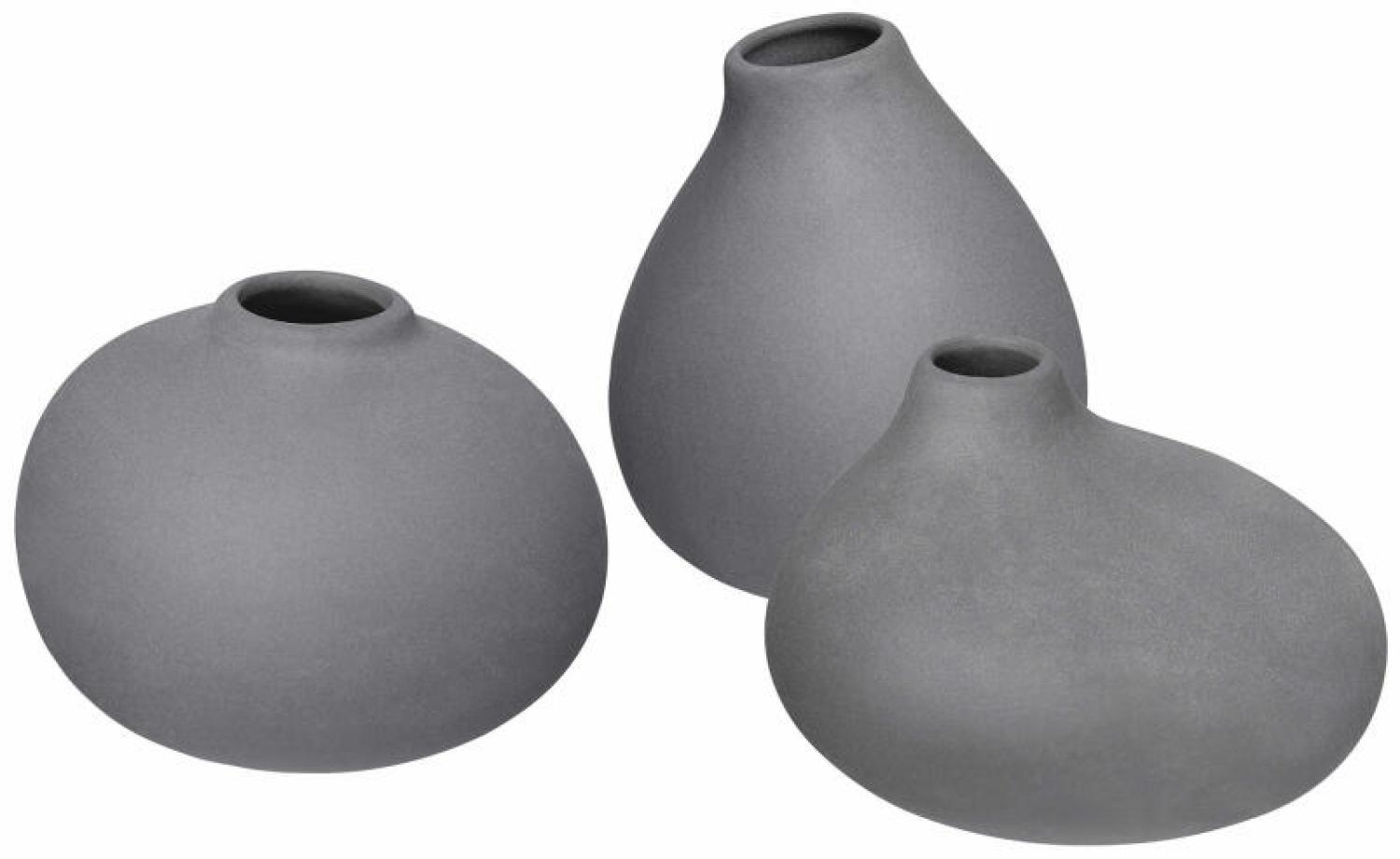 Blomus Nona Vasen, 3er Set, Blumenvase, Dekovase, Blumen Vase, Porzellan, Pewter, 66223 Bild 1