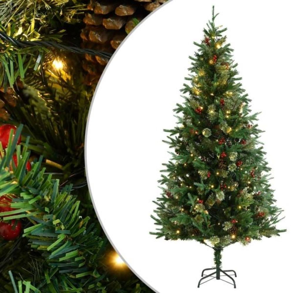 vidaXL Weihnachtsbaum mit LEDs & Kiefernzapfen Grün 225 cm PVC & PE Bild 1