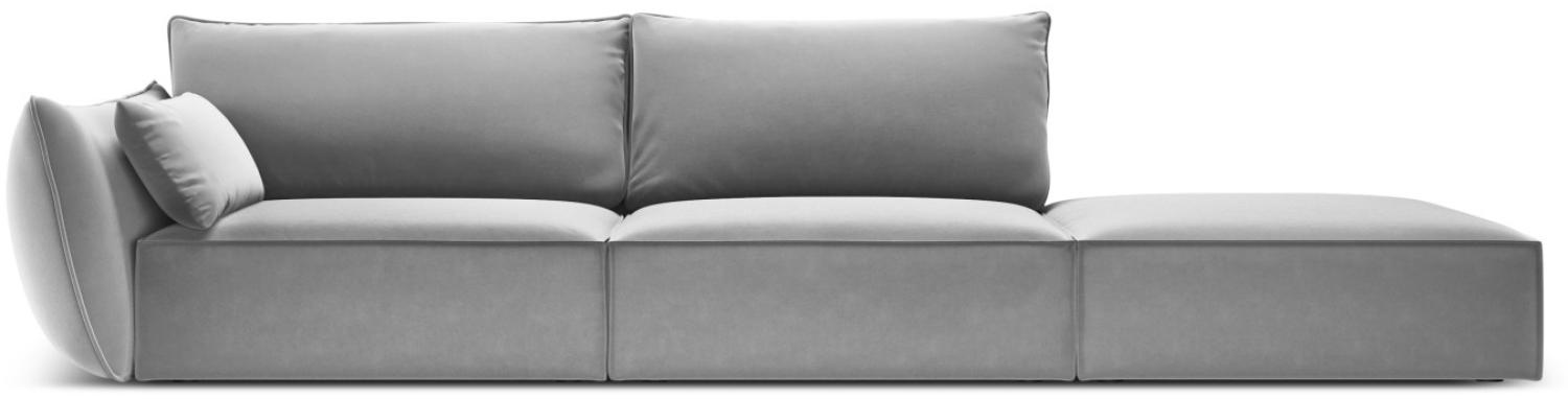 Micadoni 4-Sitzer Rechts Samtstoff Sofa Kaelle | Bezug Grey | Beinfarbe Black Plastic Bild 1