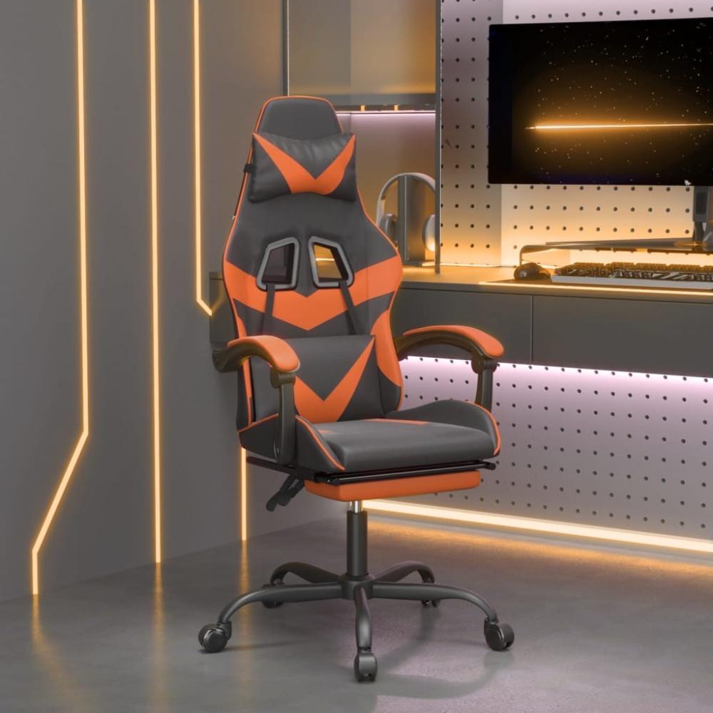 vidaXL Gaming-Stuhl mit Fußstütze Drehbar Schwarz & Orange Kunstleder [349561] Bild 1