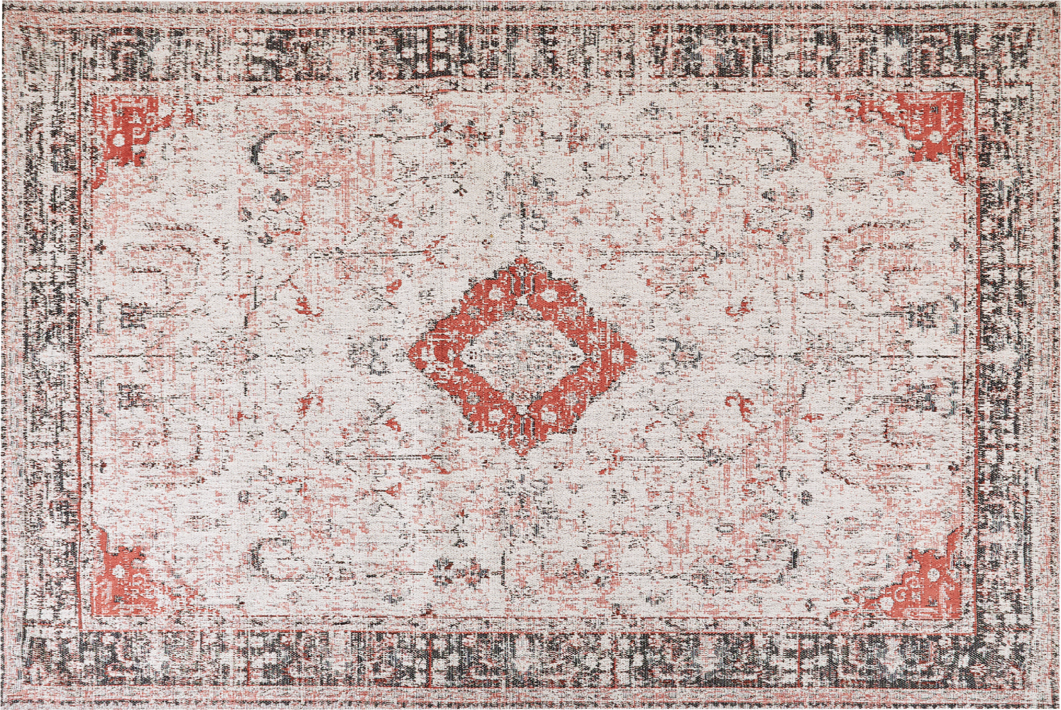 Teppich Baumwolle rot beige 200 x 300 cm orientalisches Muster Kurzflor ATTERA Bild 1