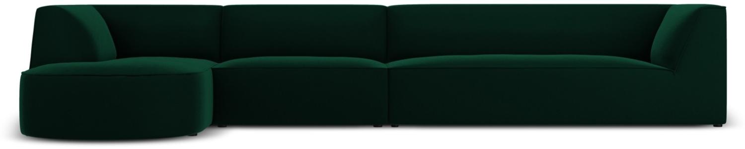 Micadoni 6-Sitzer Samtstoff Modular Ecke links Sofa Ruby | Bezug Bottle Green | Beinfarbe Black Plastic Bild 1