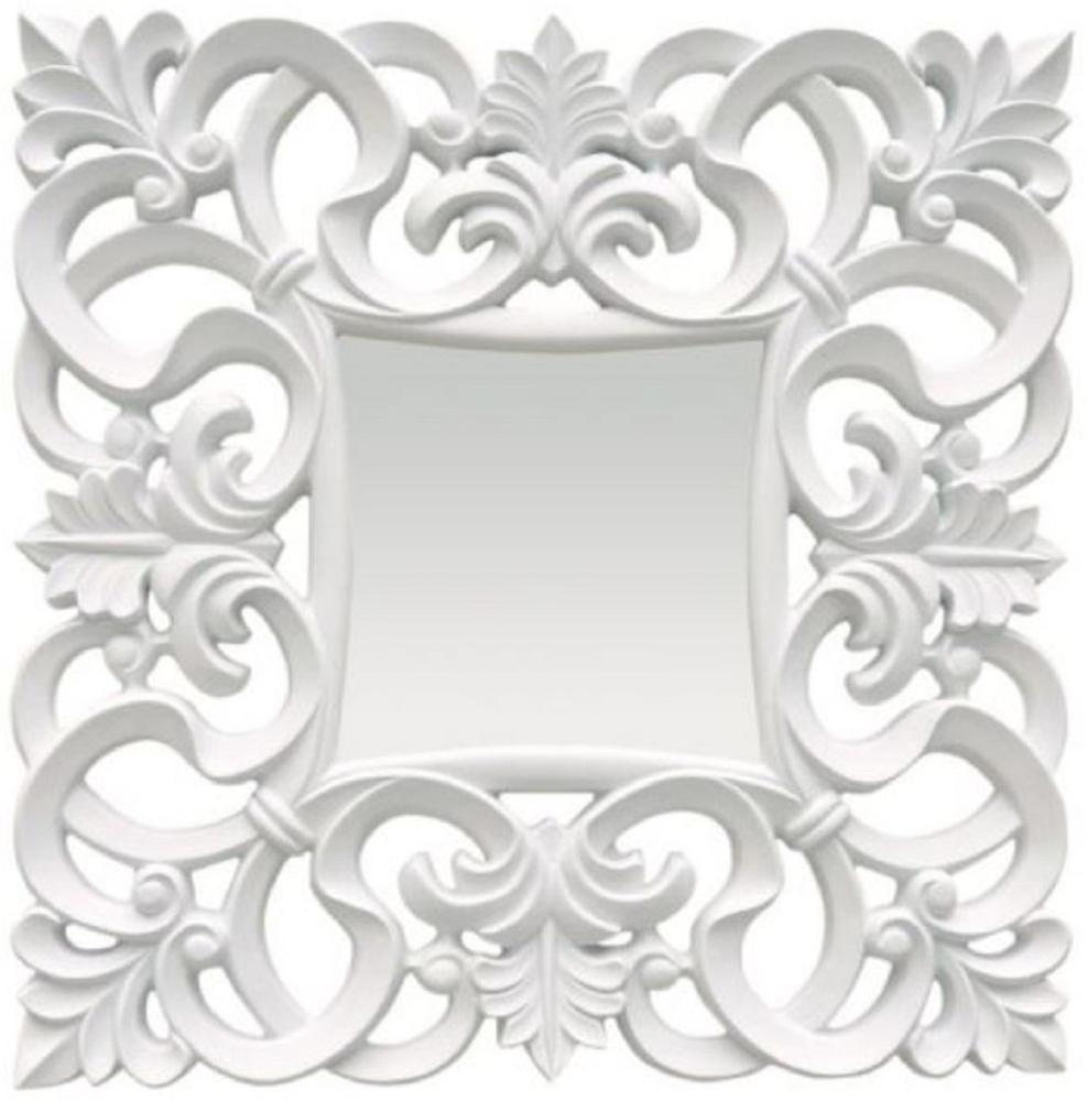 Casa Padrino Barock Spiegel Weiß 76 x H. 76 cm - Quadratischer Wandspiegel im Barockstil - Prunkvoller Antik Stil Garderoben Spiegel - Barock Interior - Barock Möbel Bild 1