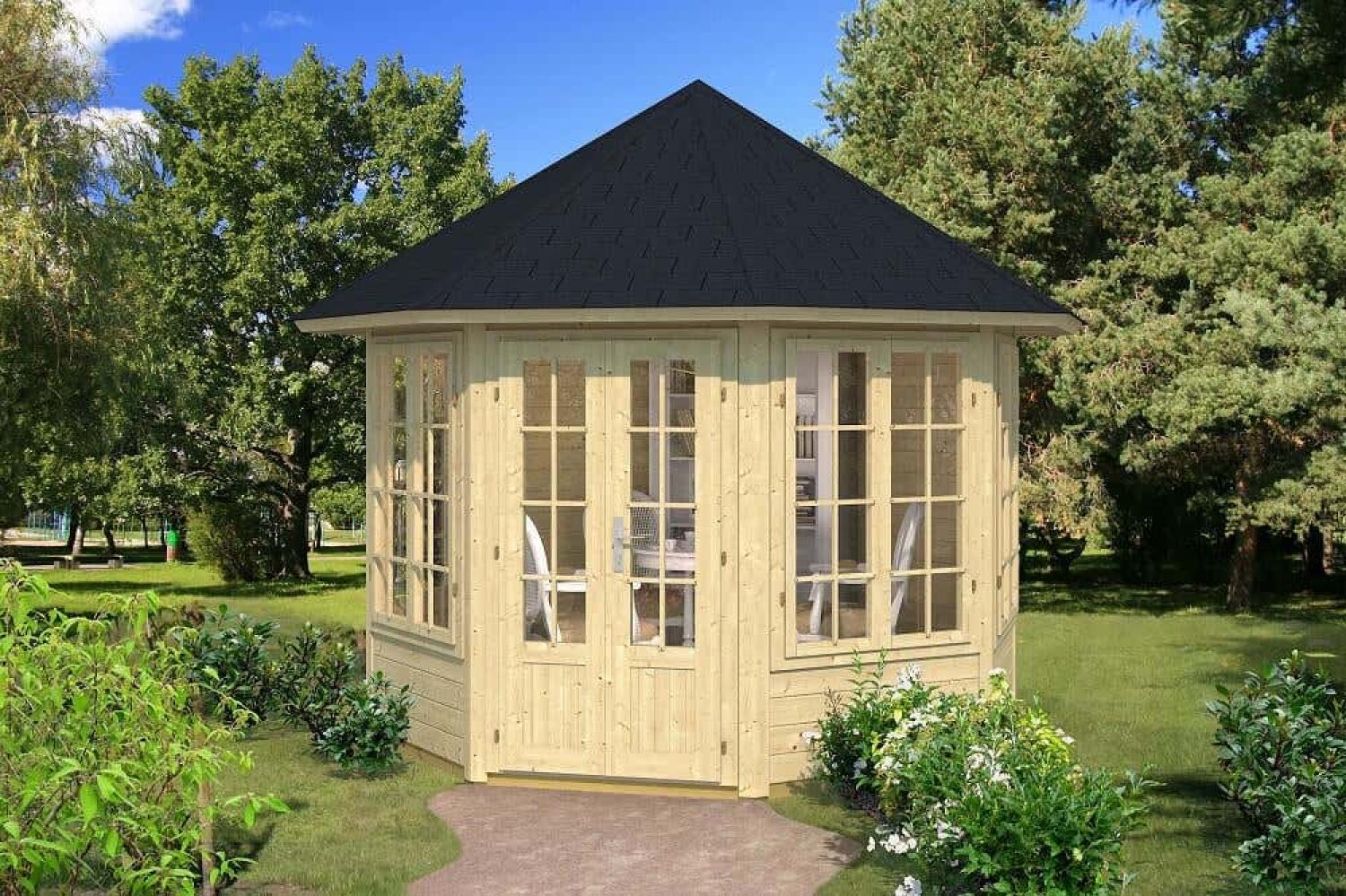 Tenekaubandus Gartenpavillon Modell Louise-40 mit vier Fenstern Gartenpavillon aus Holz Gartenhütte Gartenlaube Bild 1