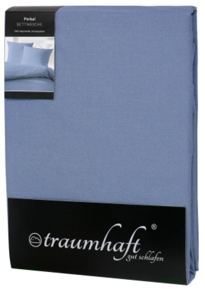 Traumhaft gut schlafen – Perkal-Bettwäsche, 2-teilig, unifarben, in versch. Farben und Größen : 80 x 80 cm, 240 x 220 cm : Jeans Bild 1