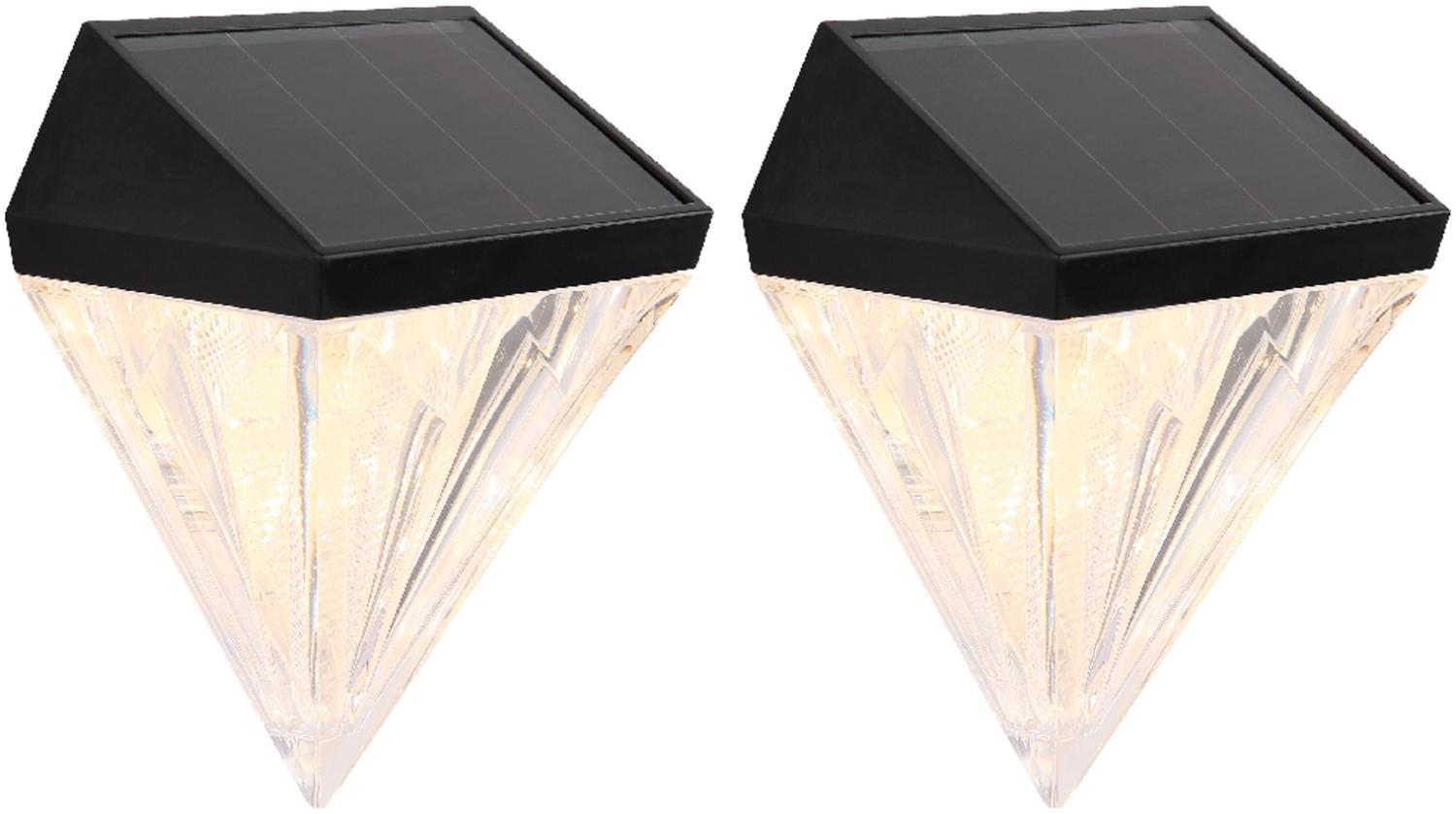 LED Solar Wandleuchte 2er Set Diamant Kunststoff von Globo Bild 1