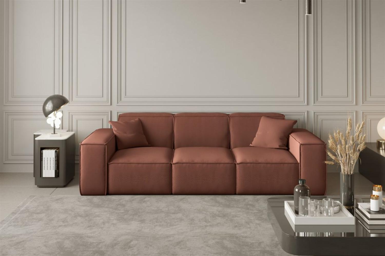 Sofa Designersofa CELES 3-Sitzer in Stoff Opera Velvet Kupferbraun Bild 1
