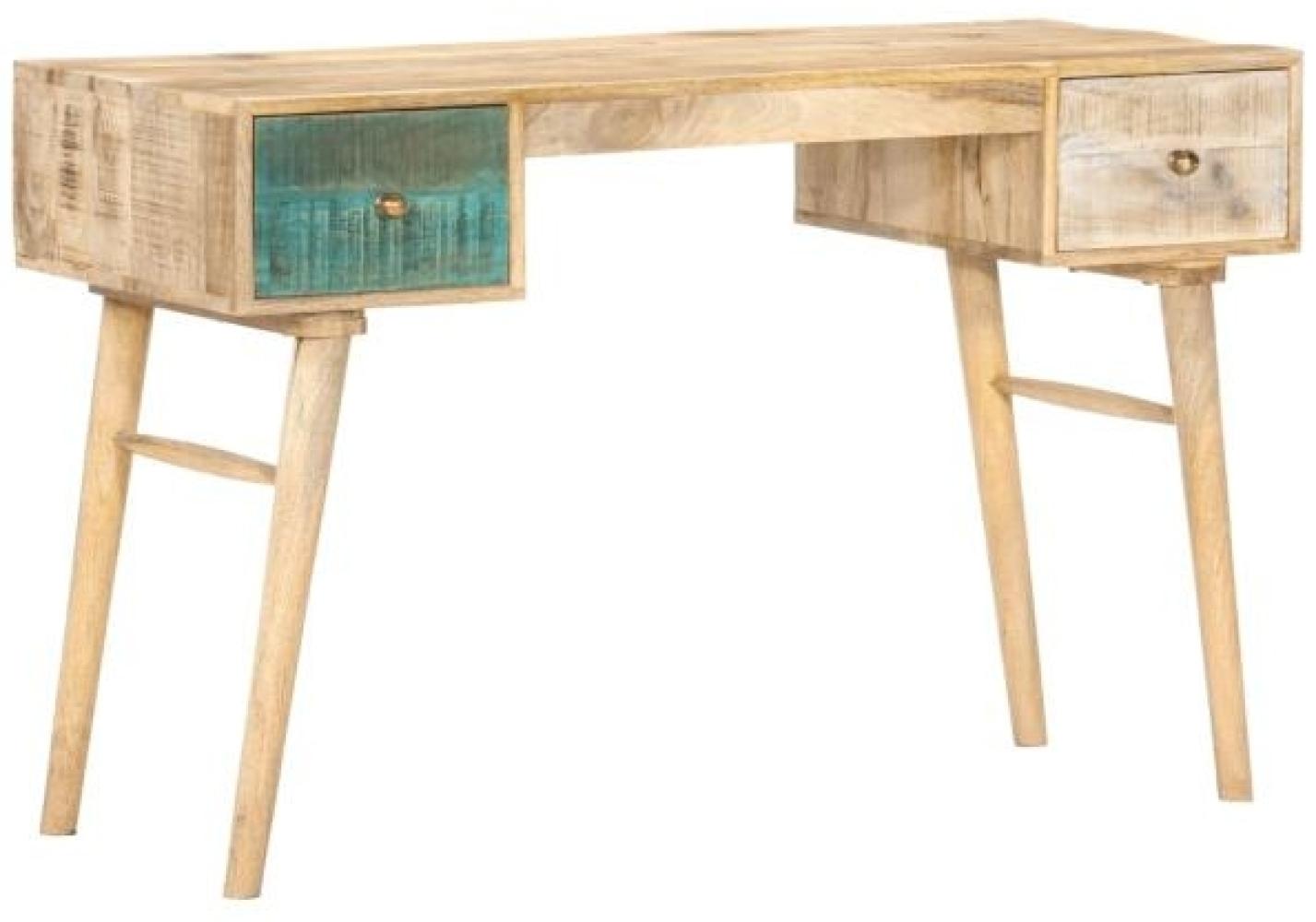 Schreibtisch mit Schubladen, Massivholz Mango, 118 x 50 x 75 cm Bild 1