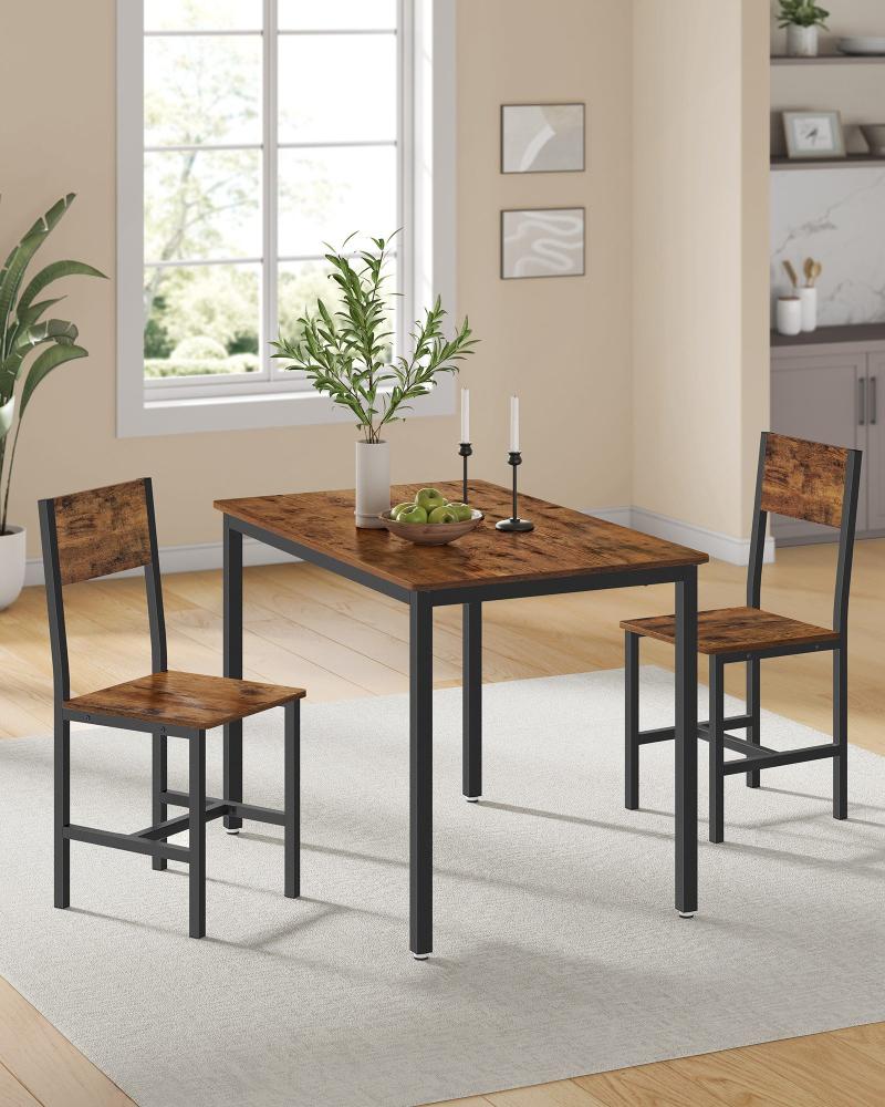 VASAGLE Essgruppe, Küchentisch mit 2 Holzstühle, Esstisch-Set Bild 1
