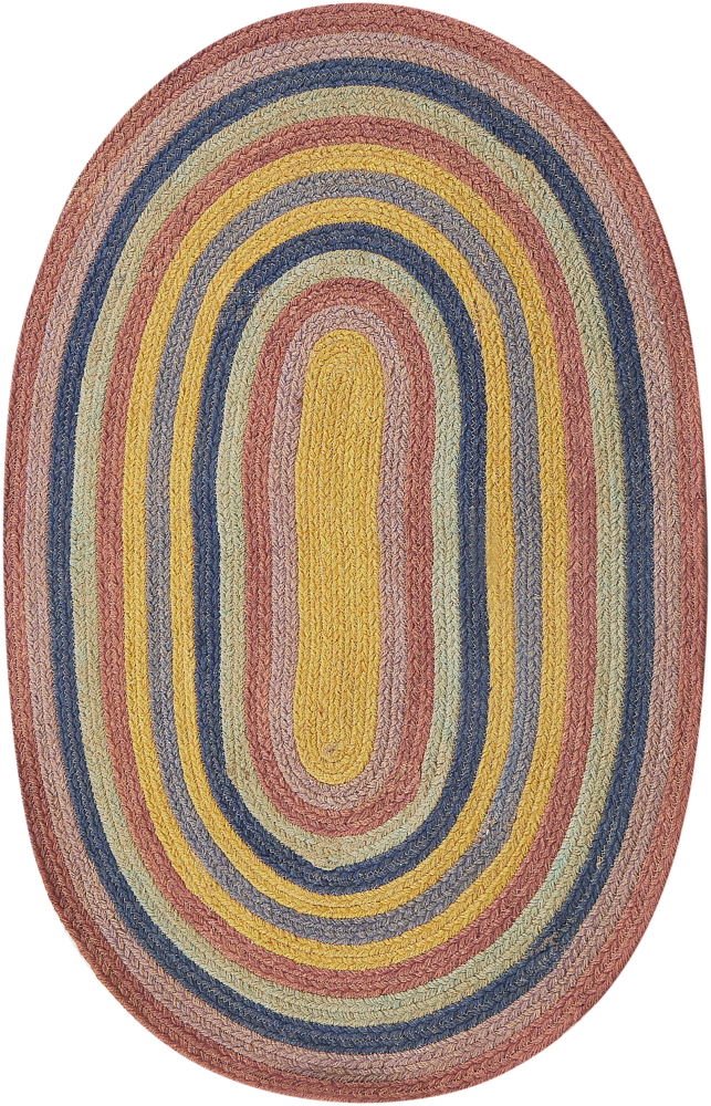 Teppich Jute mehrfarbig 70 x 100 cm Streifenmuster Kurzflor PEREWI Bild 1