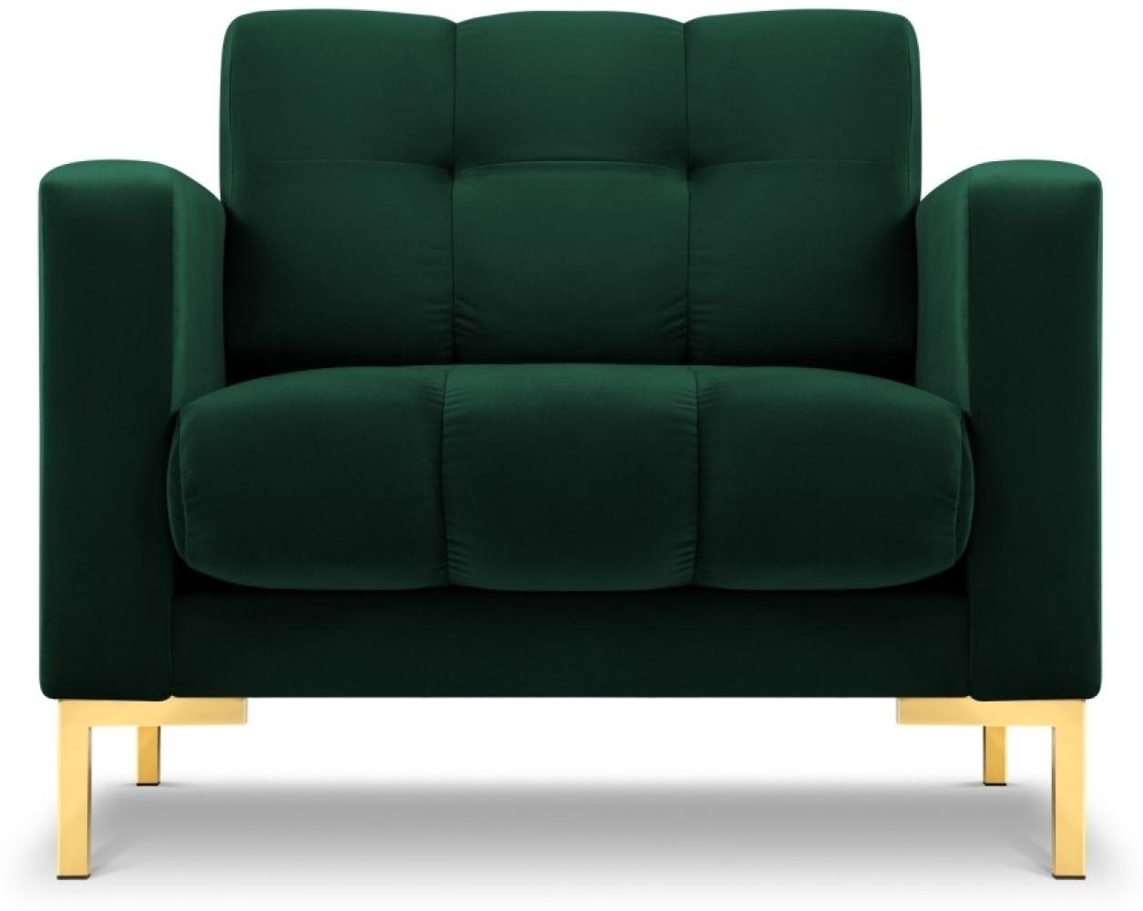 Micadoni Samtstoff Sessel Mamaia | Bezug Bottle Green | Beinfarbe Gold Metal Bild 1