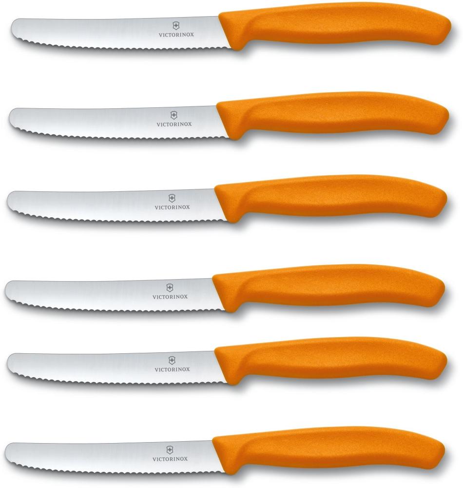 Victorinox | Tafelmesser | 6er Set | Swiss Classic | scharfe Klinge | ergonomischer Griff | ideale Küchenhelfer | farbenfrohes Orange Bild 1