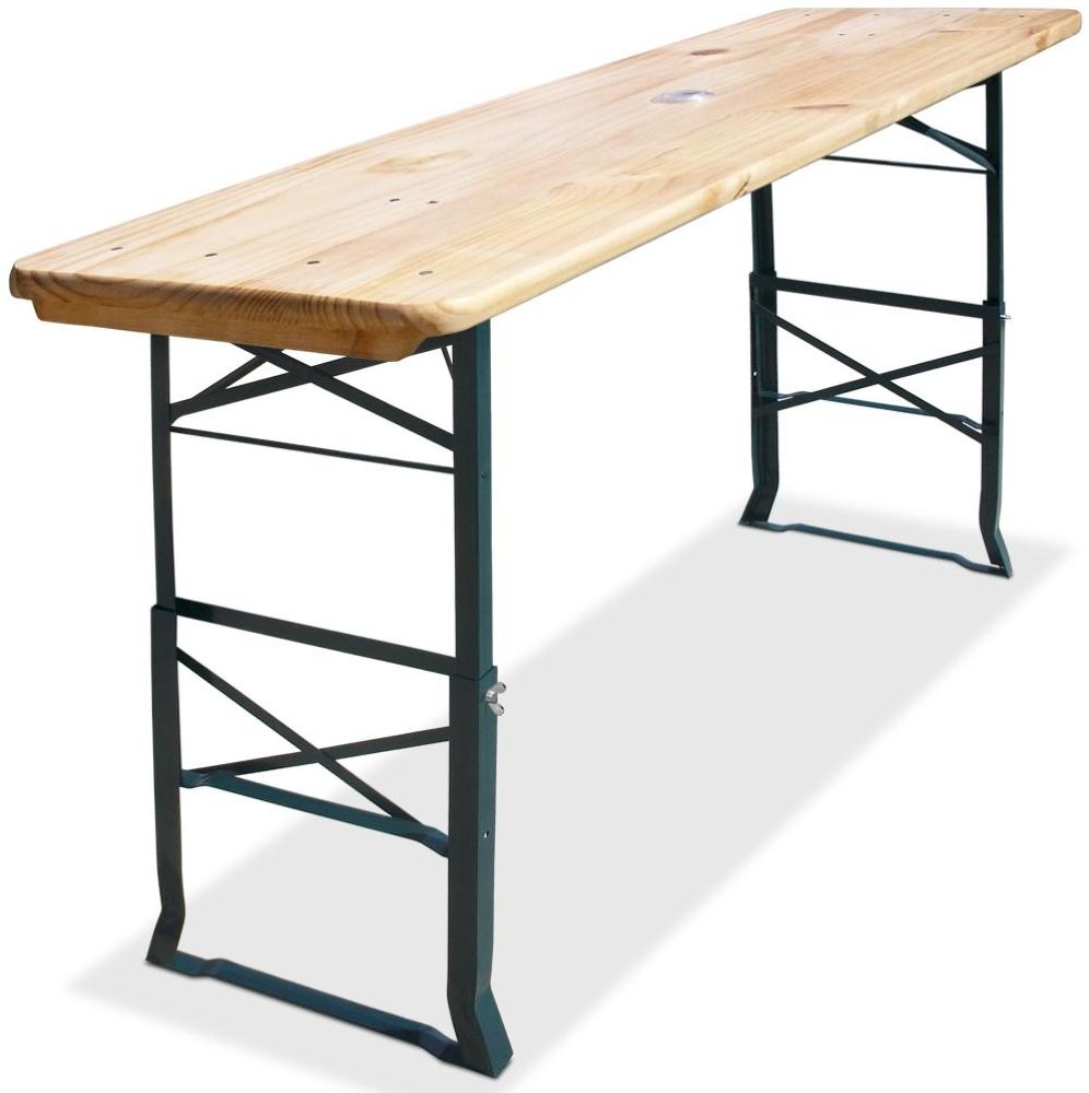 Deuba Bierzelttisch, 2in1 Stehtisch und Biertisch rechteckig, 170 x 50 x 75 cm aus braunem Massivholz und grünem Metallgestell Bild 1