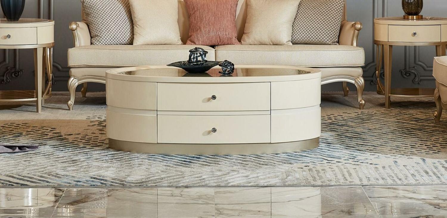 Couchtisch Tisch Luxus Design Tische Oval Kaffee Beistelltische Wohnzimmer Bild 1