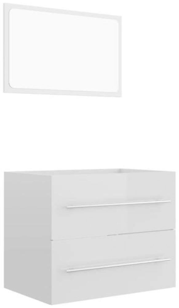 vidaXL 2-tlg. Badmöbel-Set Hochglanz-Weiß Spanplatte, 60 x 38,5 x 48 cm Bild 1