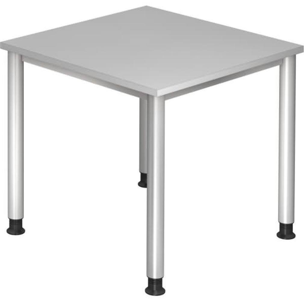 Schreibtisch HS08 4-Fuß rund 80x80cm Grau Gestellfarbe: Silber Bild 1