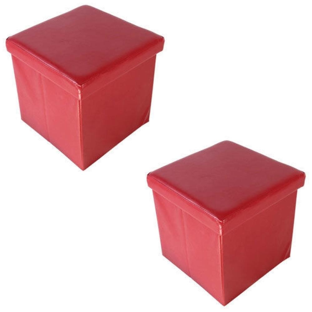 Echtwerk Sitzwürfel "StoreCube" 2er Set Faltbar Aufbewahrungsbox bis ca. 300kg Rot, EW-SW-0415 Bild 1