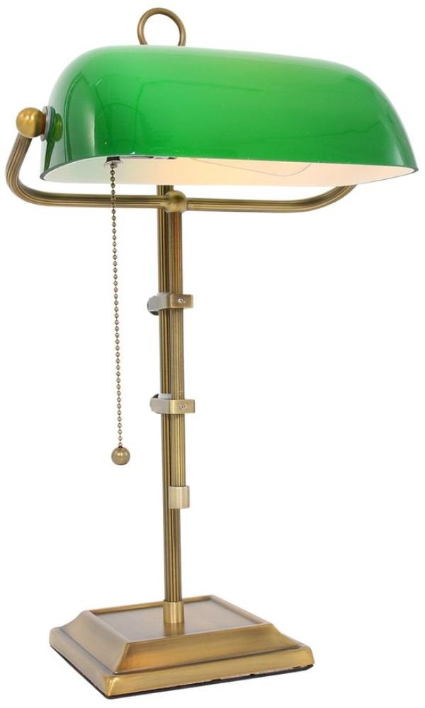 RGB LED Banker Tischlampe, bronze, Glasschirm grün, H 56 cm Bild 1