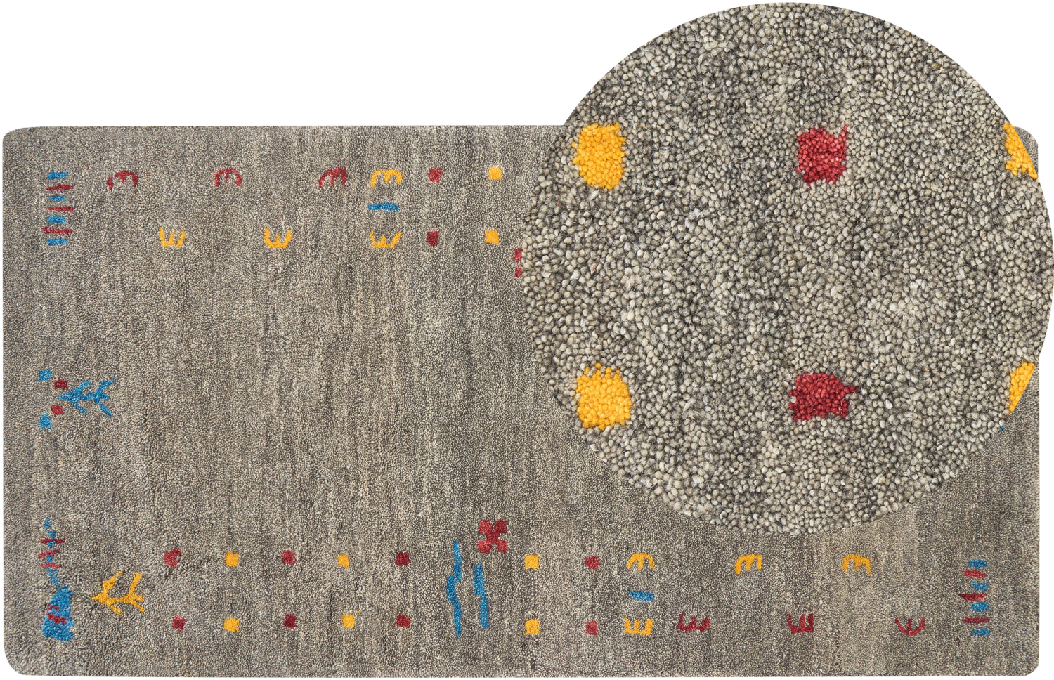 Gabbeh Teppich Wolle grau 80 x 150 cm Hochflor SEYMEN Bild 1