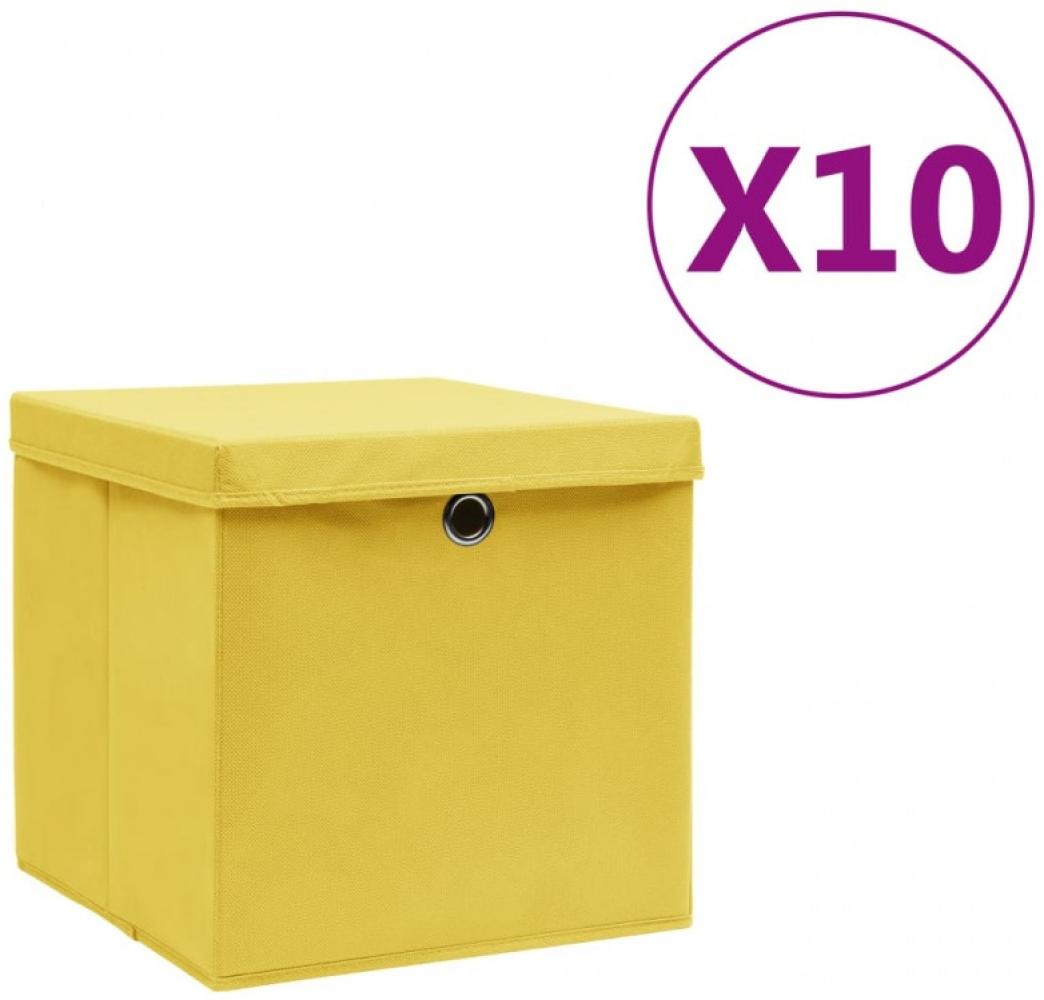 Aufbewahrungsboxen mit Deckeln 10 Stk. 28x28x28 cm Gelb Bild 1