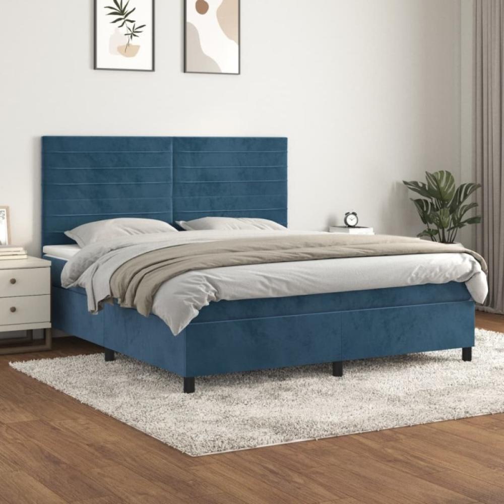 vidaXL Boxspringbett mit Matratze Dunkelblau 180x200 cm Samt 3143101 Bild 1