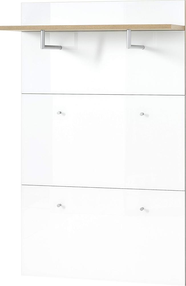 Rechteckig Garderoben paneel Paterna, in Navarra-Eiche-Nachbildung/Weiß, Front mit Glasauflage, 89 x 144 x 30 cm (BxHxT) Bild 1