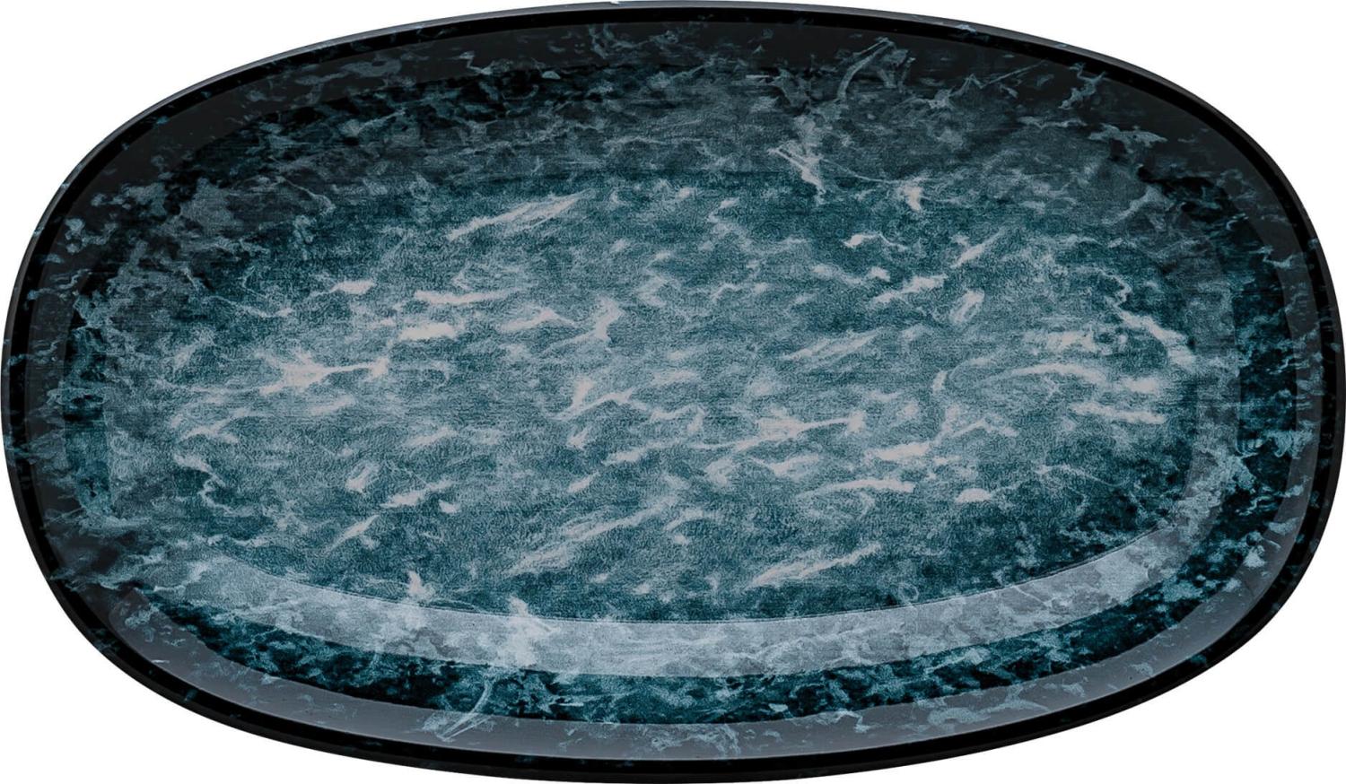 6x Servierplatten Speiseteller Porzellan Geschirr oval Blau Weiß Schwarz Bonna Sepia Gourmet 24x14cm Kantenschutz Bild 1