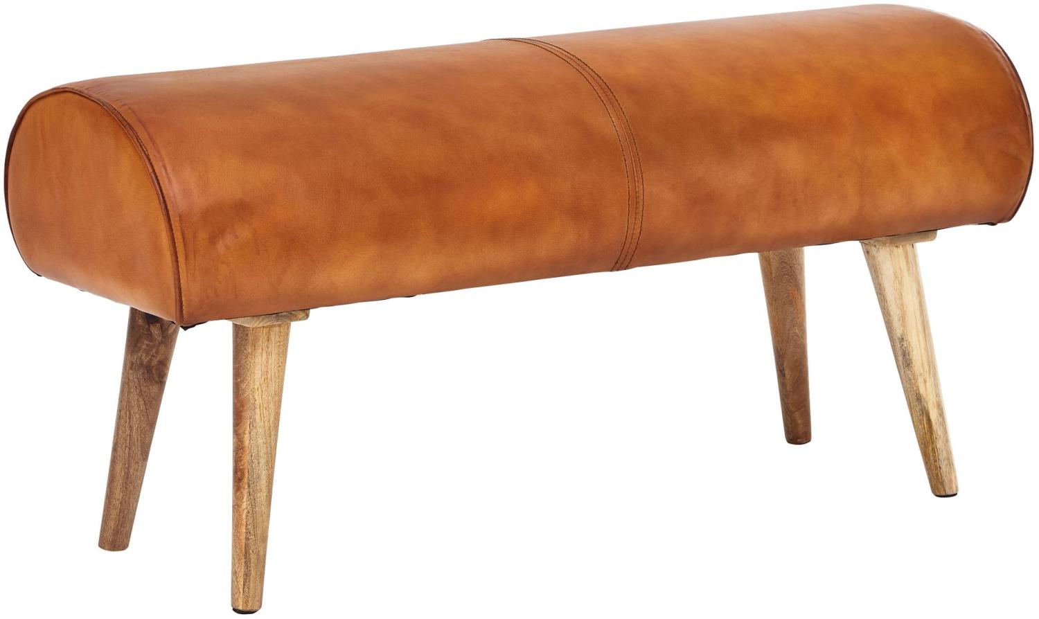 KADIMA DESIGN Sitzbank aus Holz und Echtleder - Moderne, stilvolle Sitzgelegenheit für 2 Personen. Bild 1