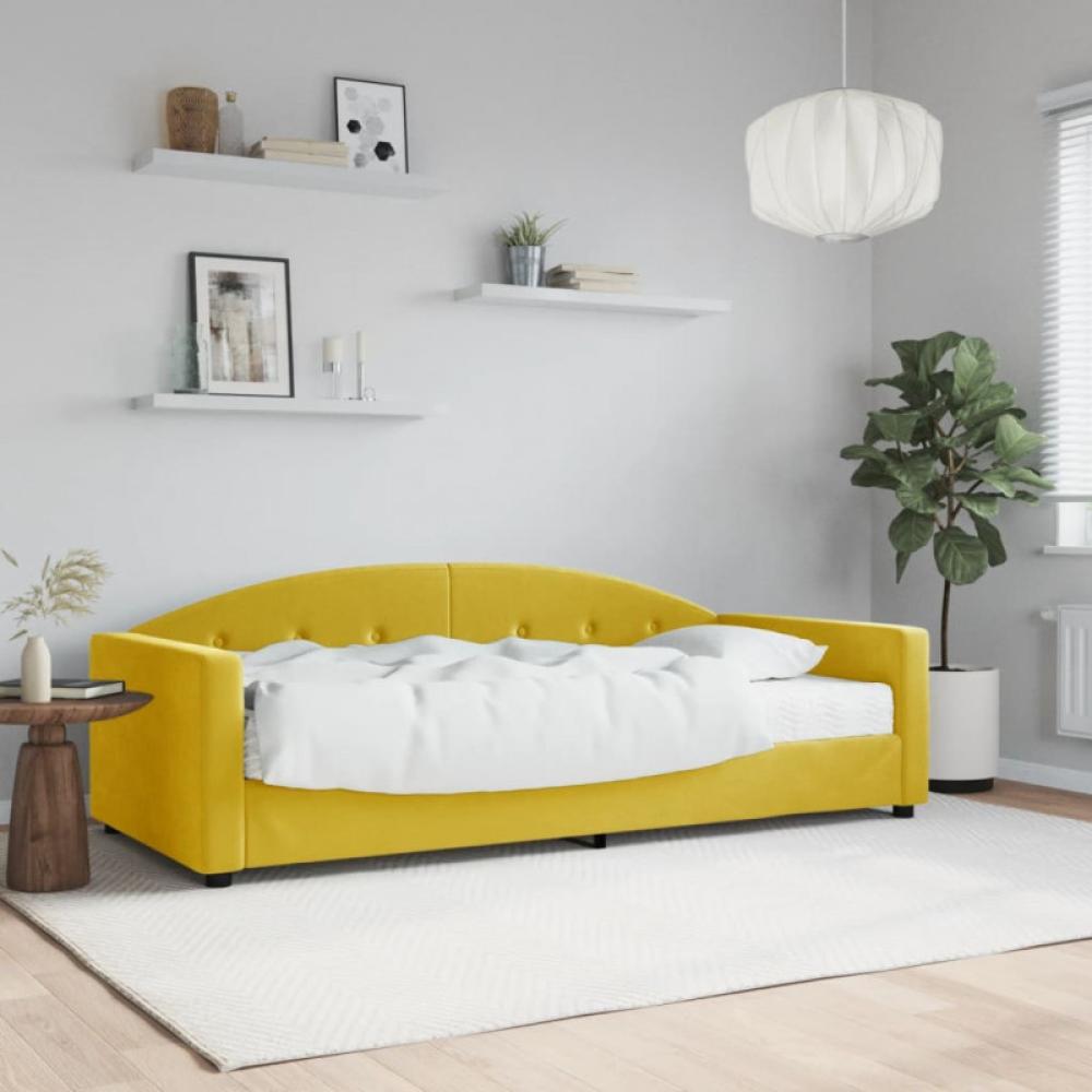 Tagesbett mit Matratze Gelb 90x200 cm Samt (Farbe: Gelb) Bild 1