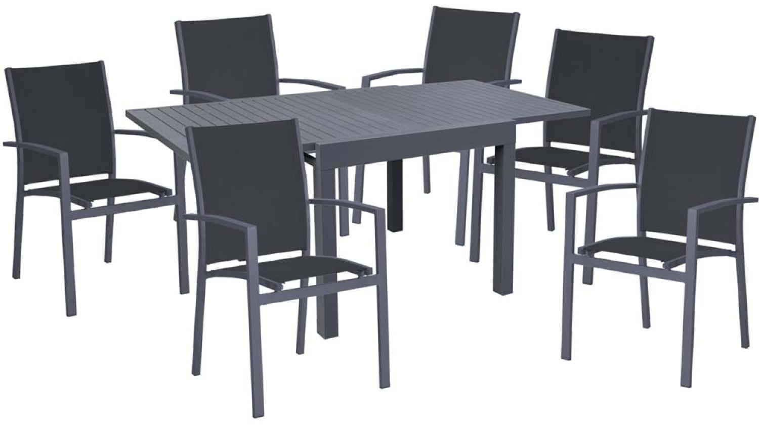 Tischgruppe ELENA, 7 teilig, Aluminium, dunkelgrau Bild 1