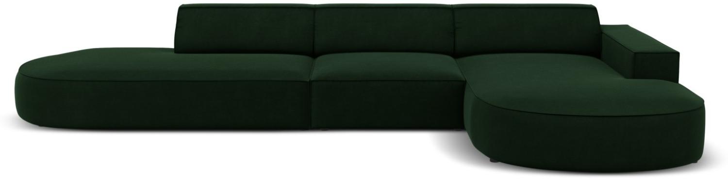 Micadoni 4-Sitzer Samtstoff Ecke rechts Sofa Jodie | Bezug Bottle Green | Beinfarbe Black Plastic Bild 1
