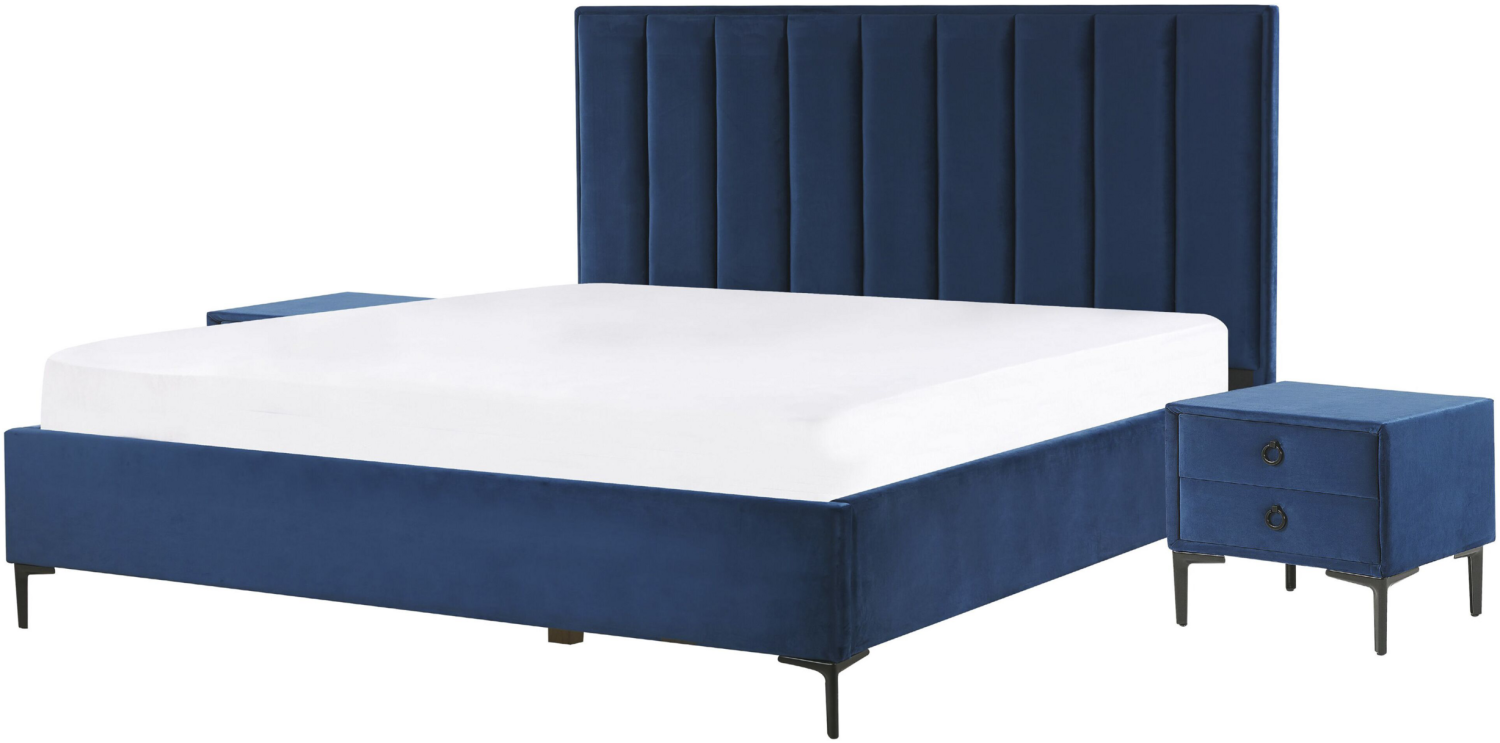 Schlafzimmer komplett Set 3-teilig blau 160 x 200 cm SEZANNE Bild 1