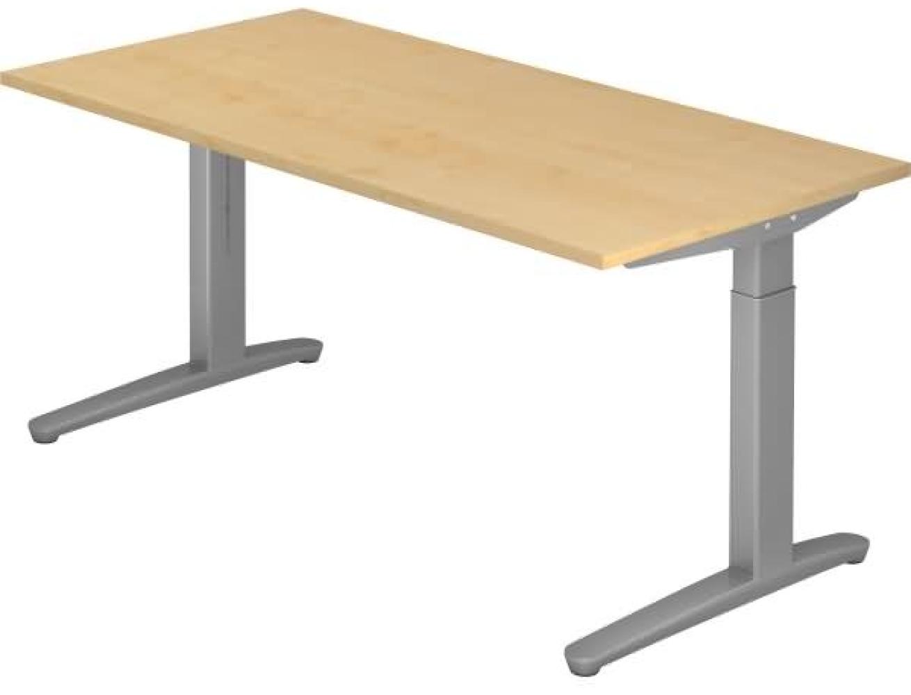 'XB16' Schreibtisch, C-Fuß, 160x80cm, Ahorn / Silber Bild 1