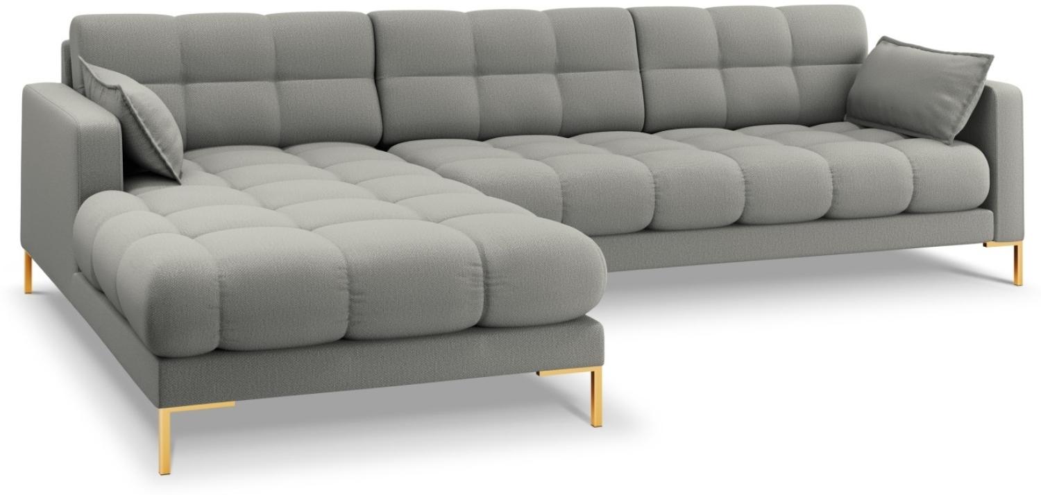 Micadoni 5-Sitzer Ecke links Sofa Mamaia | Bezug Light Grey | Beinfarbe Gold Metal Bild 1