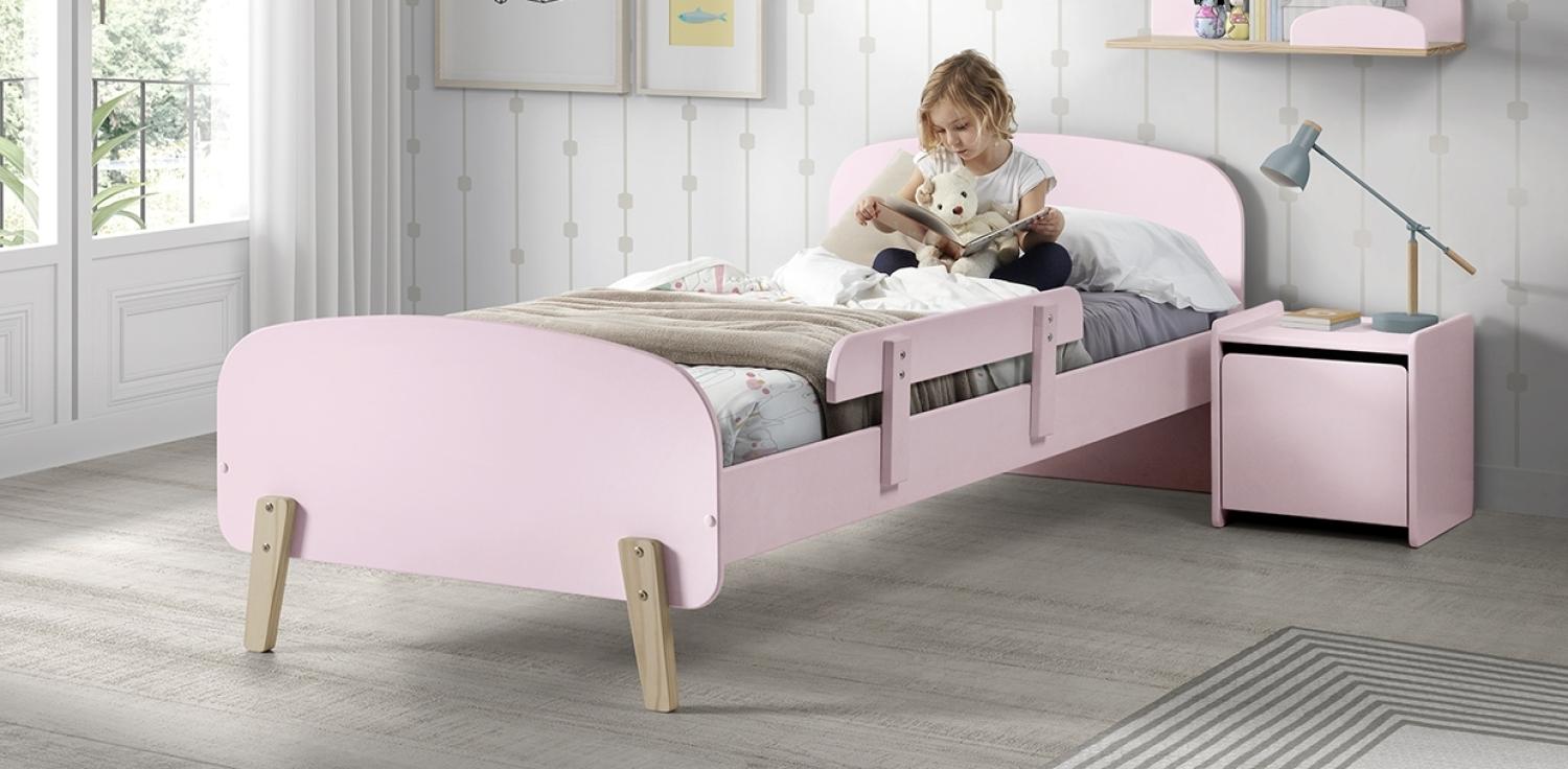 Kiddy Set best. aus Einzelbett 90x200 cm, mit Lattenrost, Nachtkonsole und Absturzschutz, Ausf. MDF rosa lackiert Bild 1
