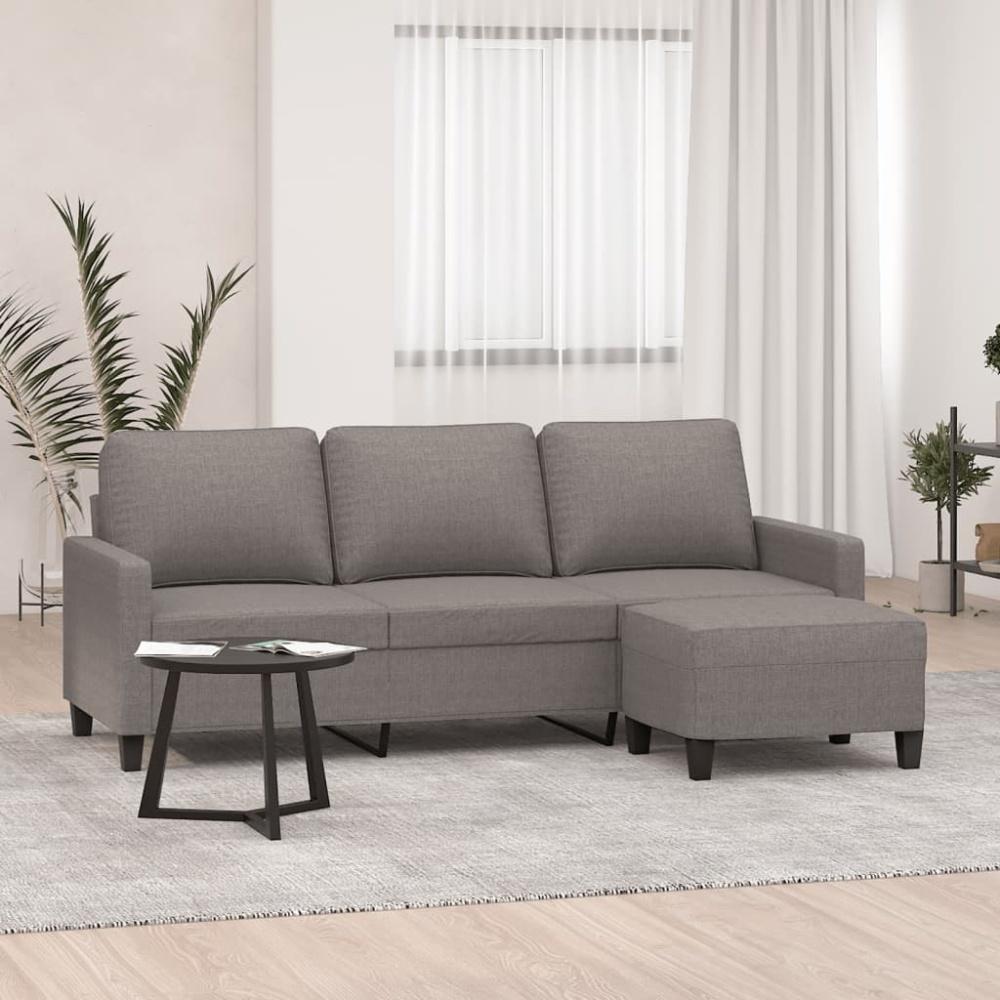 vidaXL 3-Sitzer-Sofa mit Hocker Taupe 180 cm Stoff Bild 1