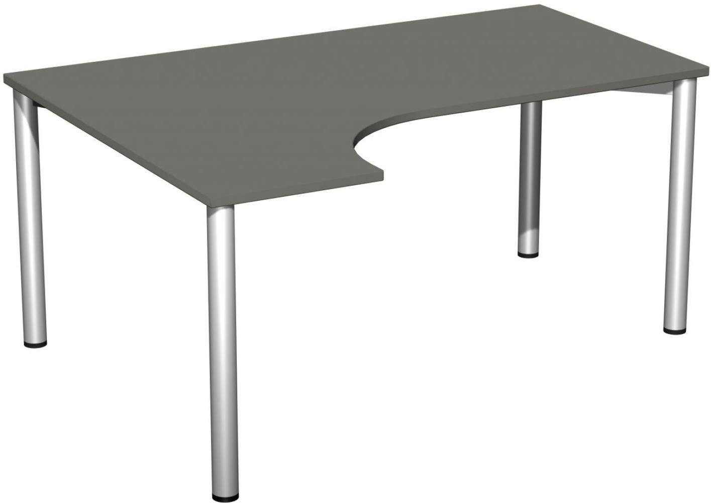 PC-Schreibtisch '4 Fuß Flex' links, 160x120cm, Graphit / Silber Bild 1