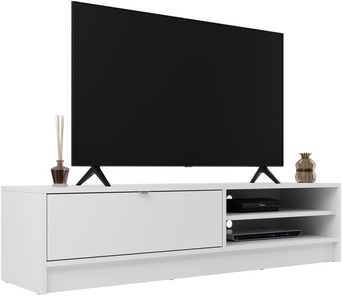 TV Lowboard Vinxor 1K mit 2 Ablagefächer und Klapptür (Farbe: Weiß) Bild 1