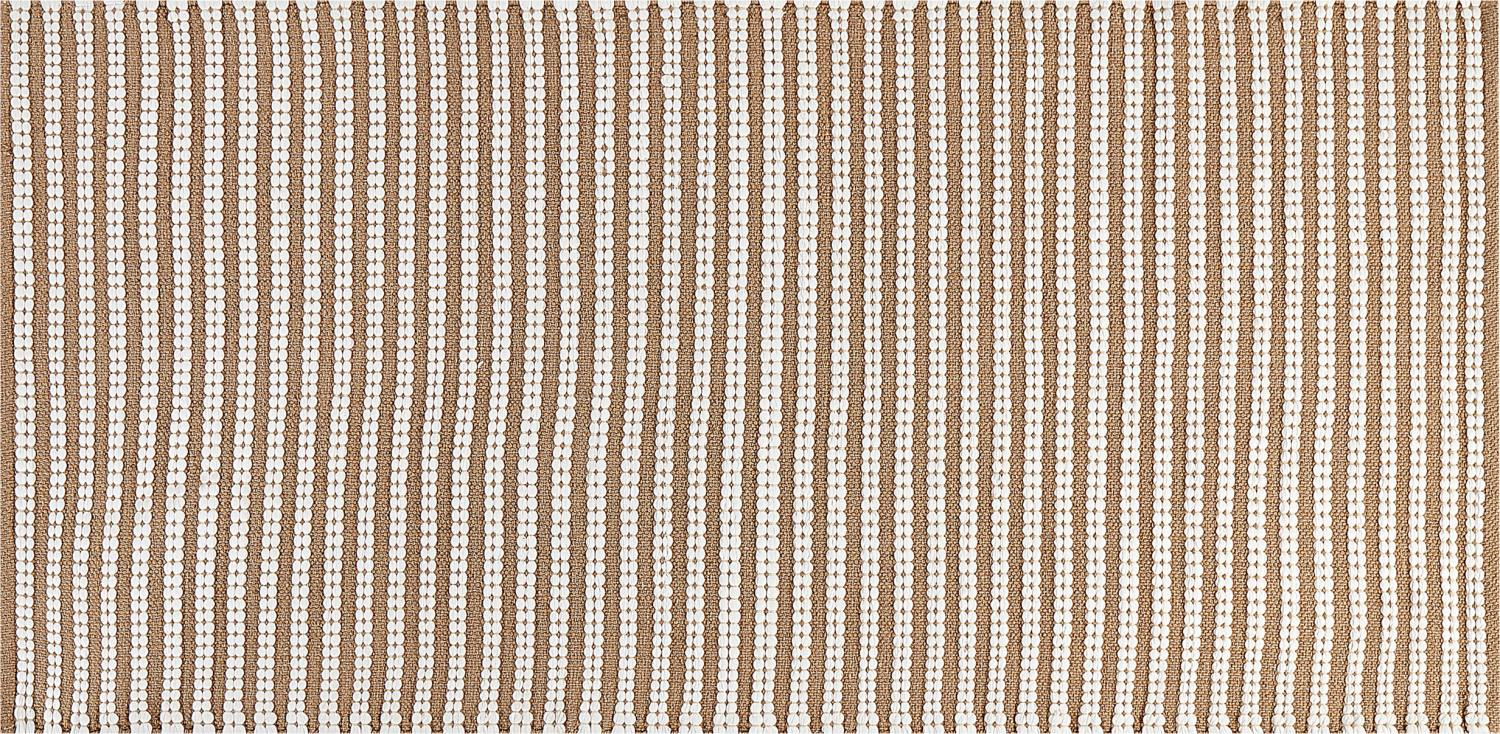 Teppich Baumwolle braun weiß 80 x 150 cm Streifenmuster Kurzflor SOFULU Bild 1